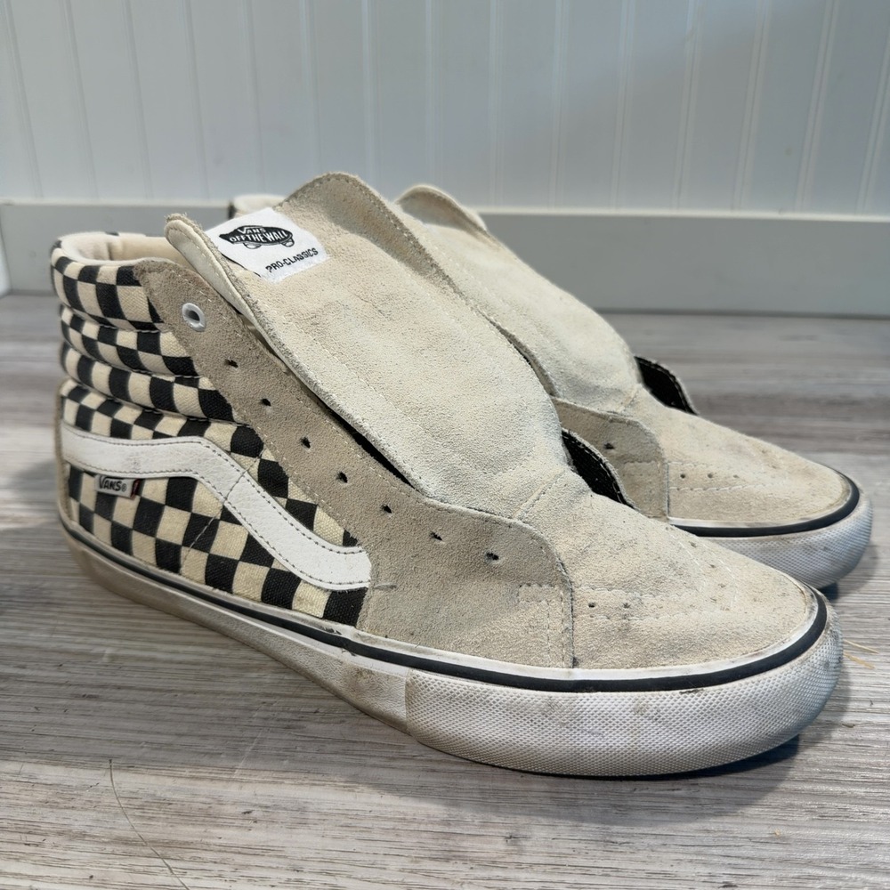 Vans Off The Wall SK8 Hi Pro UltraCush Men's Sz 11 White Checkered Sneakers